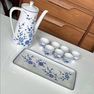 Seltman Weiden Bavarian Floral Blue and White Porcelain Tea Set